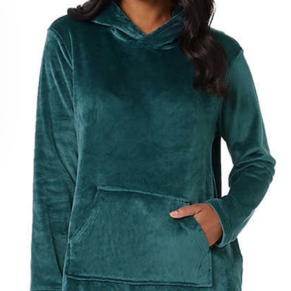Women’s Sleepwear 32 Degrees Ladies Hooded Velour Lounger Peacock Blue S/M, L/XL - Picture 3 of 9